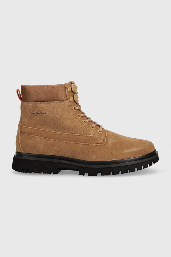 Calvin Klein Jeans Kožne cipele Calvin Klein Jeans EVA MID LACEUP BOOT SUEDE za muškarce, boja: smeđa, YM0YM00802