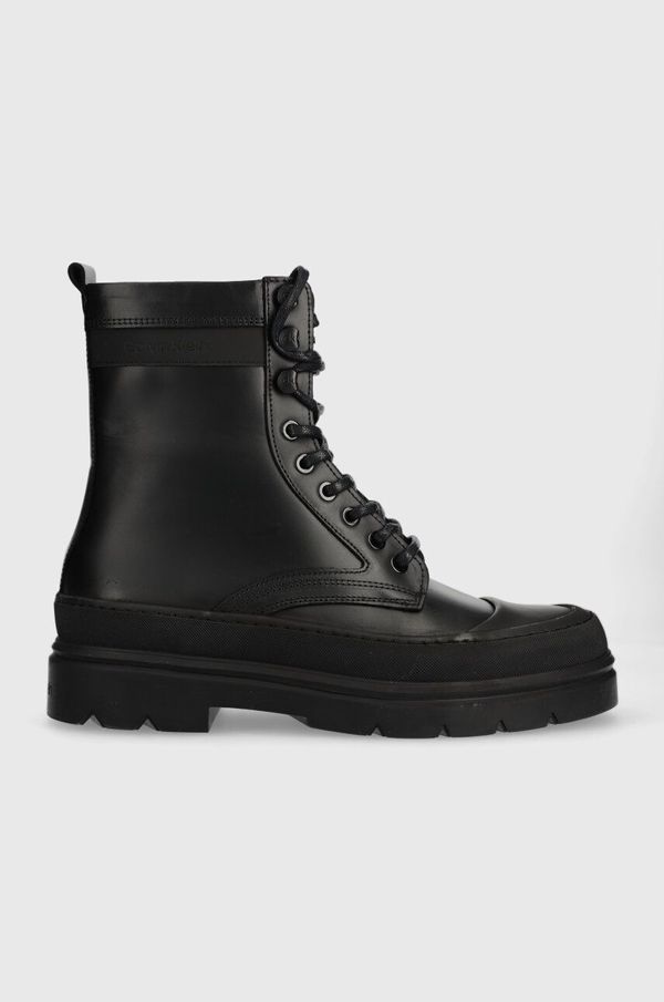 Calvin Klein Kožne cipele Calvin Klein LACE UP BOOT HIGH za muškarce, boja: crna, HM0HM01213