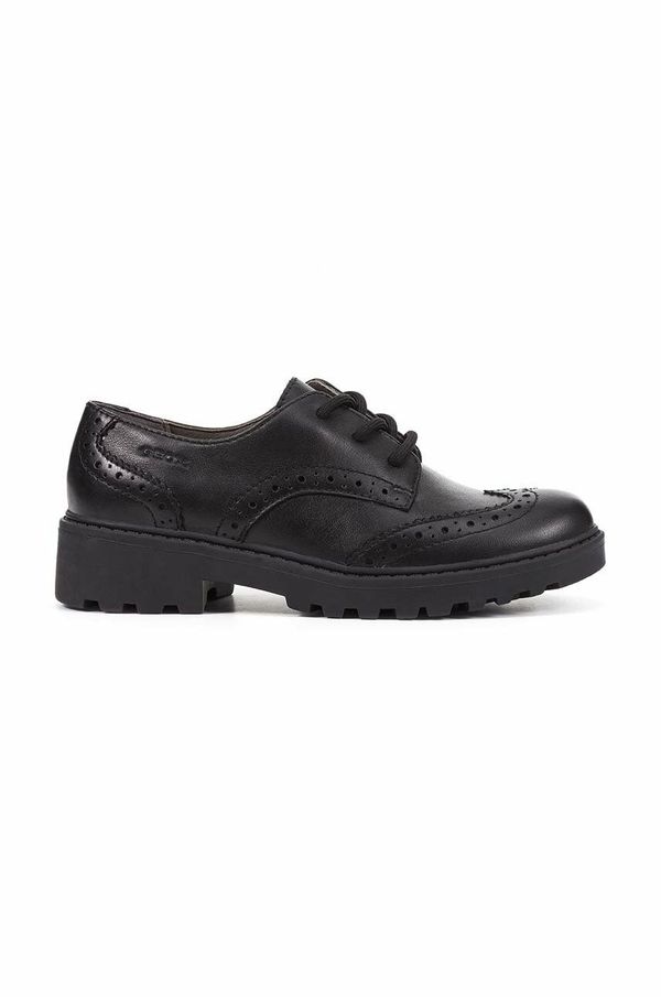 Geox Kožne cipele Geox J CASEY GIRL za žene, boja: crna, ravni potplat, J6420N 00085 C9999