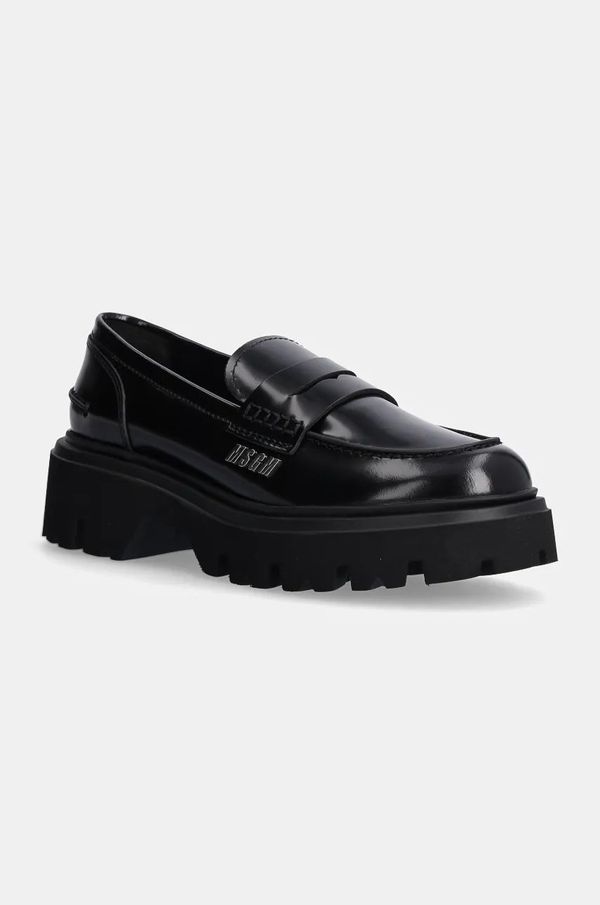 MSGM Kožne cipele MSGM za žene, boja: crna, s platformom, 3741MDS153 513