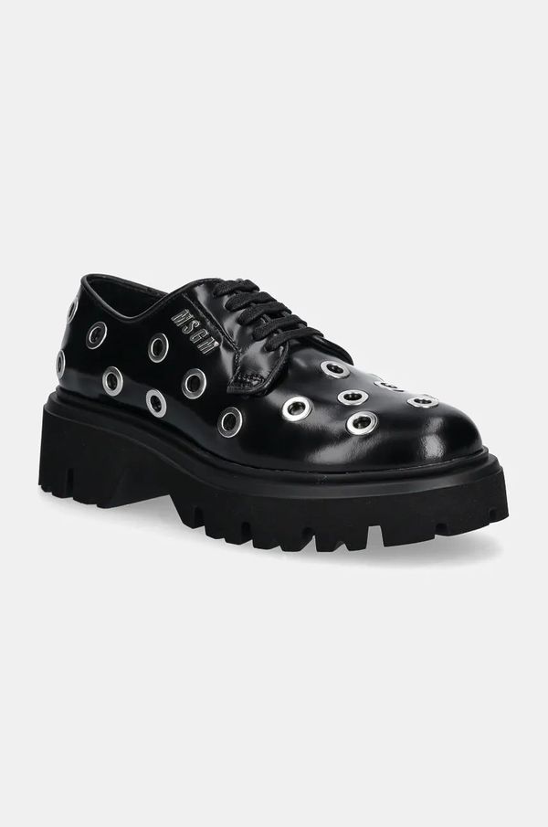 MSGM Kožne cipele MSGM za žene, boja: crna, s platformom, 3741MDS154 519