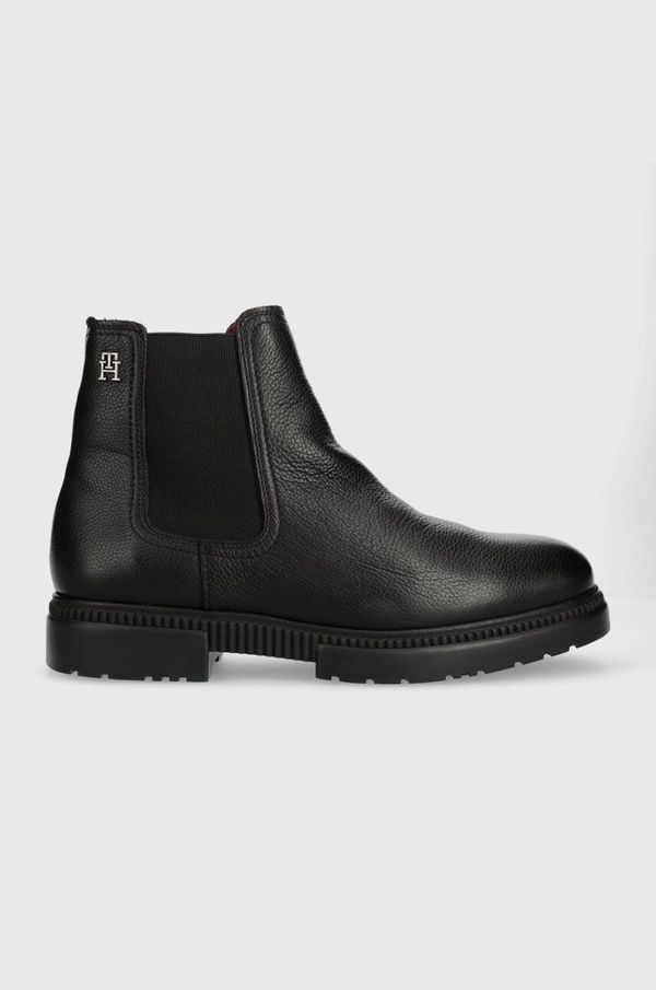 Tommy Hilfiger Kožne cipele Tommy Hilfiger COMFORT CLEATED THERMO LTH CHEL za muškarce, boja: crna, FM0FM04650