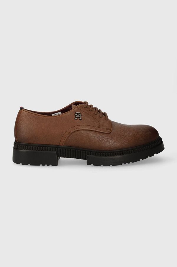 Tommy Hilfiger Kožne cipele Tommy Hilfiger COMFORT CLEATED THERMO LTH SHOE za muškarce, boja: smeđa, FM0FM04647