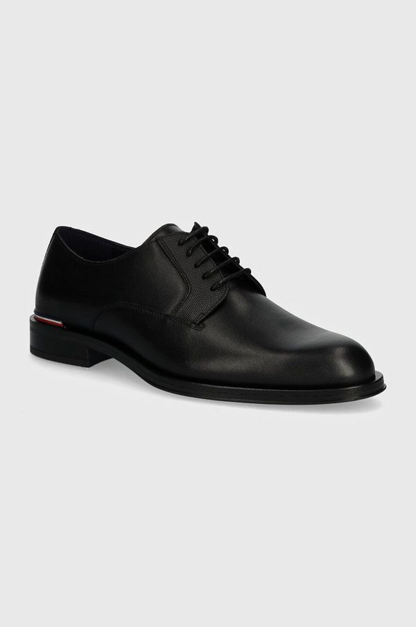 Tommy Hilfiger Kožne cipele Tommy Hilfiger CORE RWB HILFIGER TEXT LTH SHOE za muškarce, boja: crna, FM0FM05255