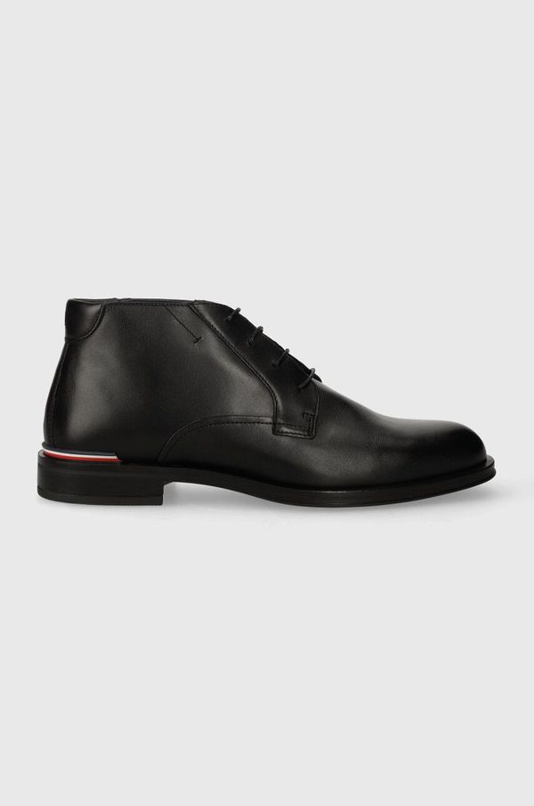Tommy Hilfiger Kožne cipele Tommy Hilfiger CORE RWB LTH L BOOT za muškarce, boja: crna, FM0FM04804