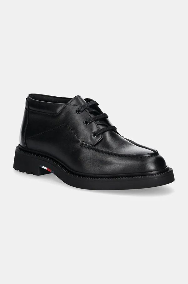 Tommy Hilfiger Kožne cipele Tommy Hilfiger HILFIGER COMFORT LWT LTH M TOE B za muškarce, boja: crna, FM0FM05264