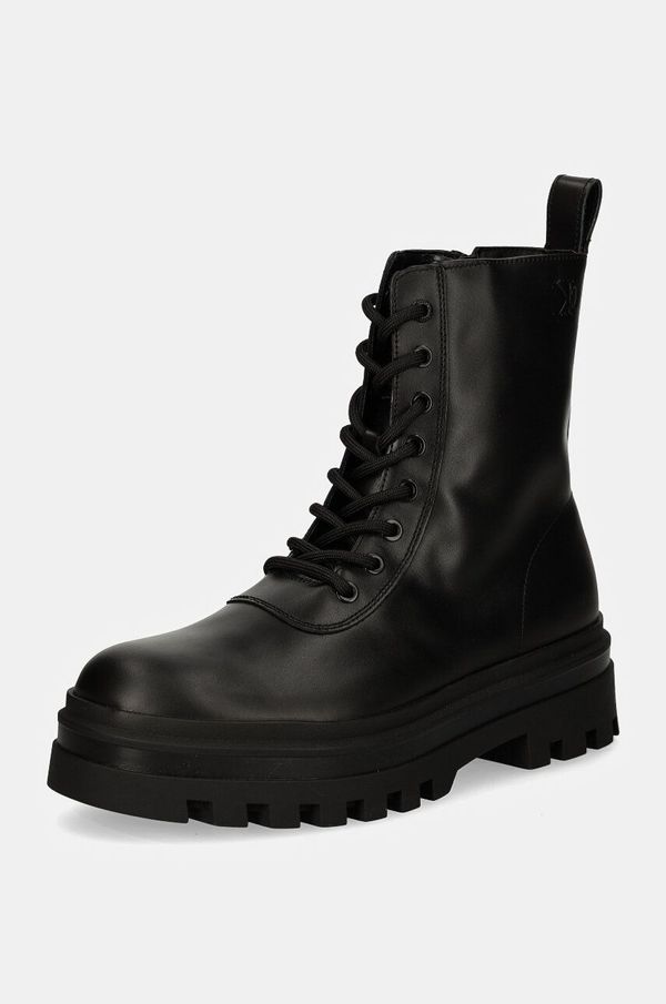 Calvin Klein Jeans Kožne čizme Calvin Klein Jeans LUGGED LACE ZIP BOOT OXF LTH za muškarce, boja: crna, YM0YM01066