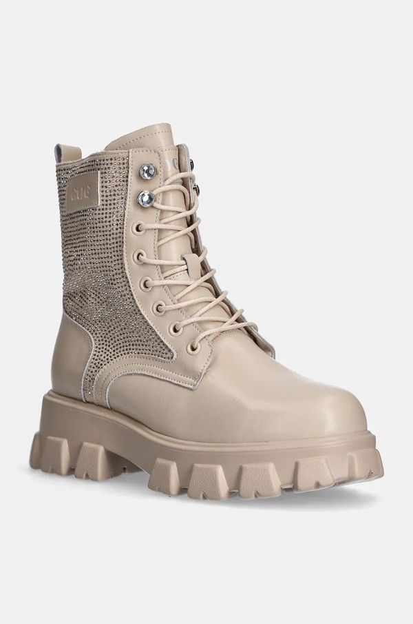 Goe Kožne čizme GOE za žene, boja: bež, s platformom, s toplom podstavom, OO2N4108 BEIGE