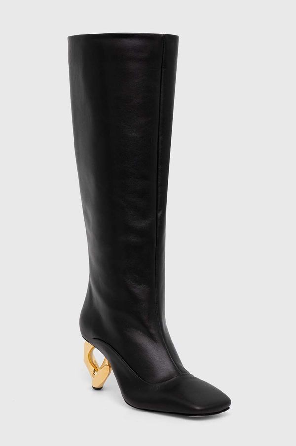 JW Anderson Kožne čizme JW Anderson Chain Heel za žene, boja: crna, s debelom potpeticom, ANW43020A