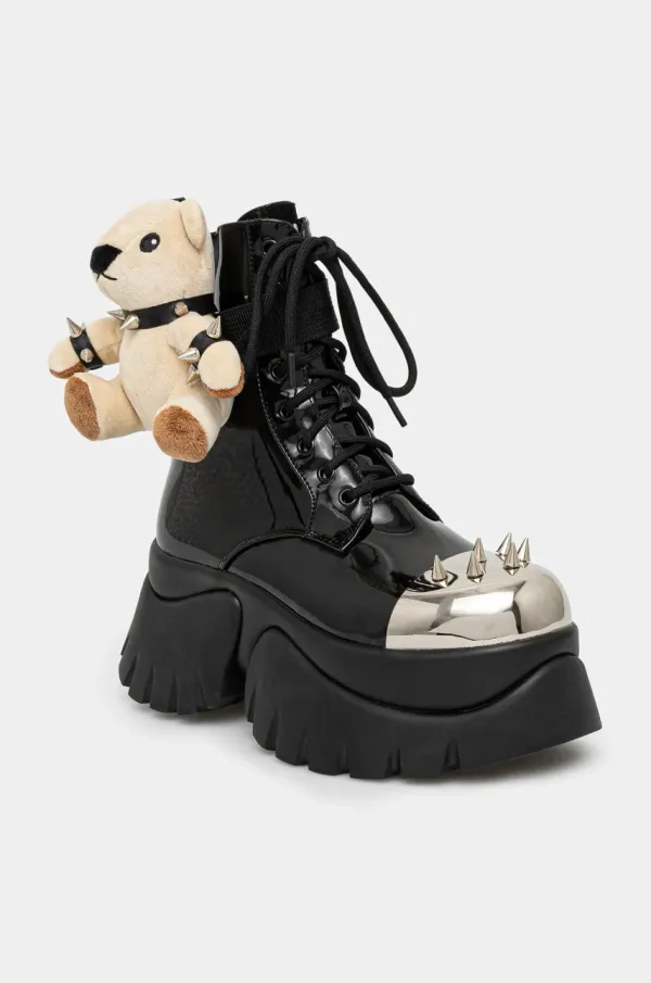 Koi Footwear Kožne čizme Koi Footwear x Rocky Horror Show Eddie’s Teddy za žene, boja: crna, s platformom, Eddie s Teddy