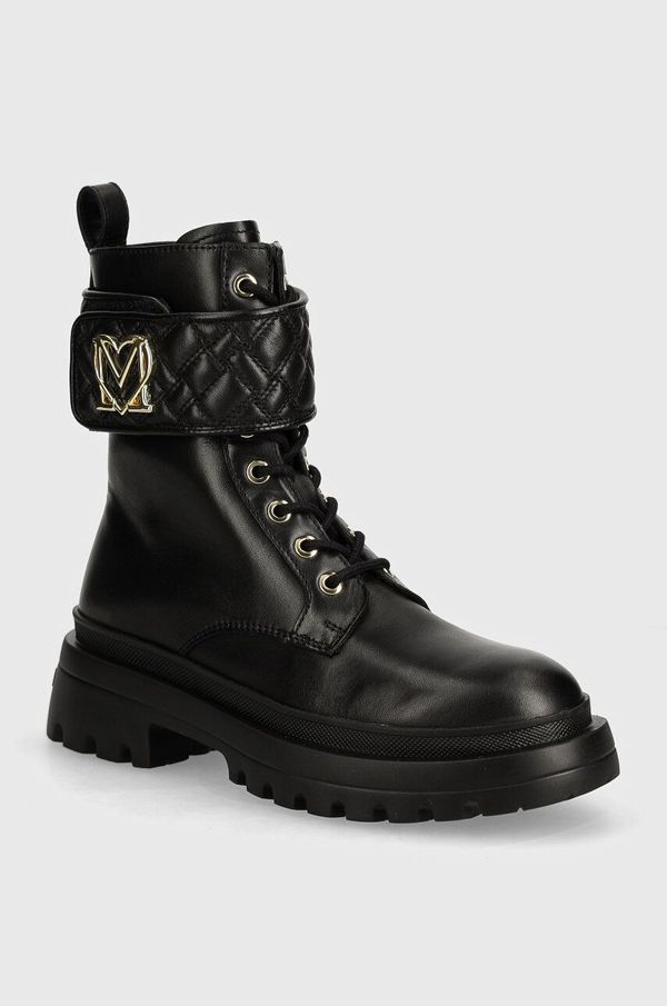 Love Moschino Kožne čizme Love Moschino za žene, boja: crna, ravni potplat, JA24175G1LIA0000