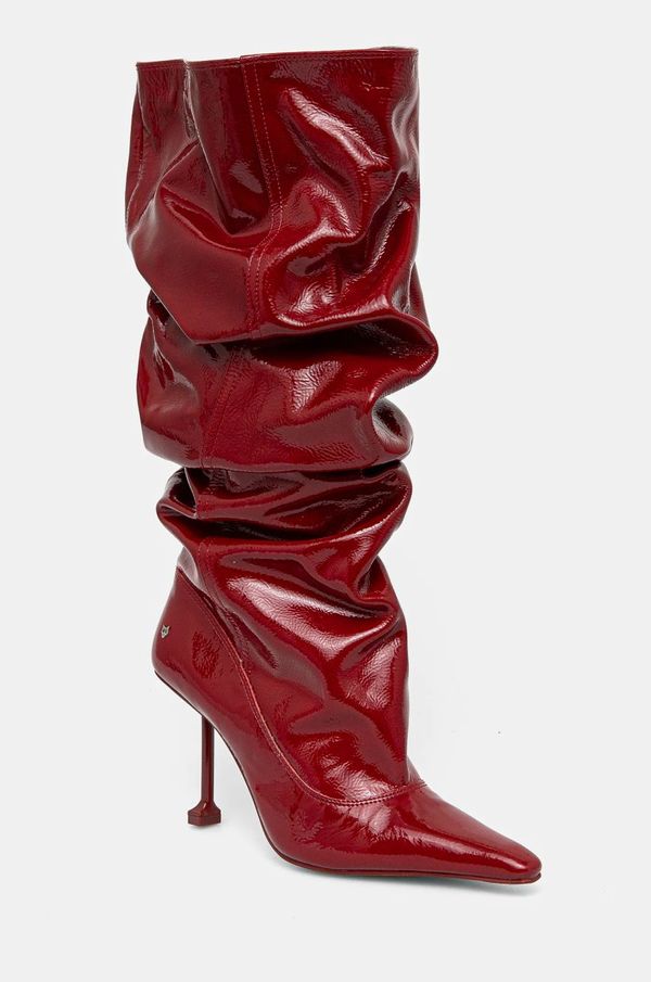 Naked Wolfe Kožne čizme Naked Wolfe Vern za žene, boja: crvena, s tankom potpeticom, Vern Crinkle Patent Leather Red