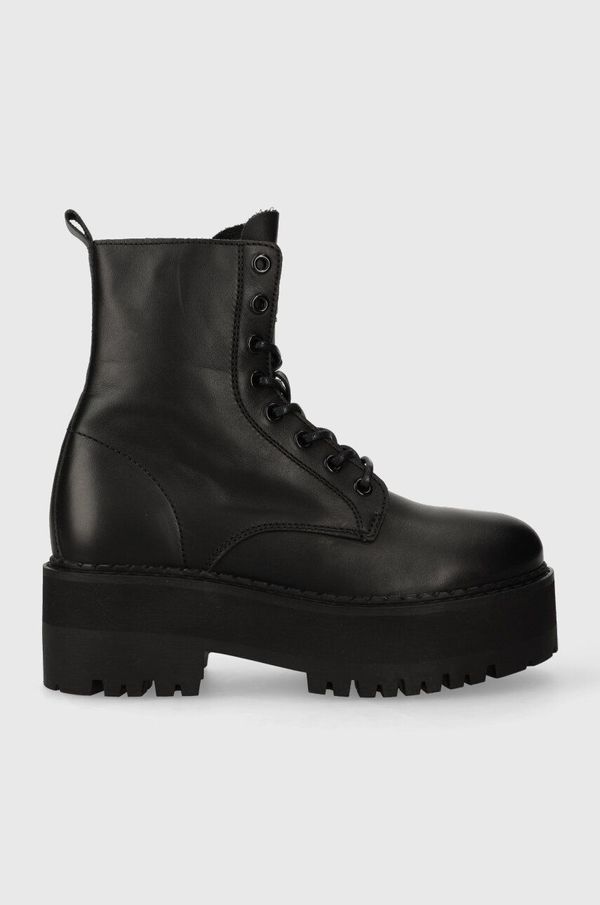 Tommy Jeans Kožne čizme Tommy Jeans TJW BOOT ZIP UP za žene, boja: crna, ravni potplat, EN0EN02305