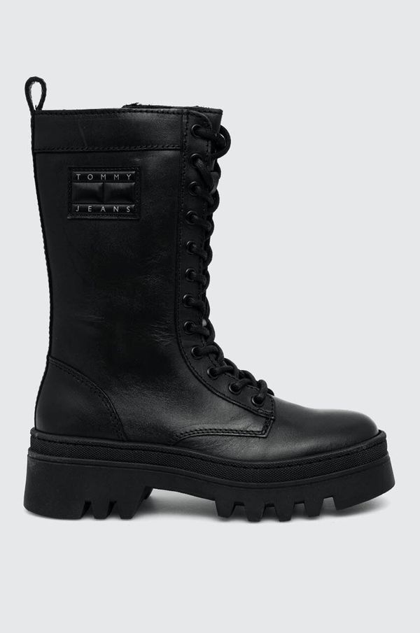 Tommy Jeans Kožne čizme Tommy Jeans TJW FASHION LACE UP za žene, boja: crna, s platformom, EN0EN02296