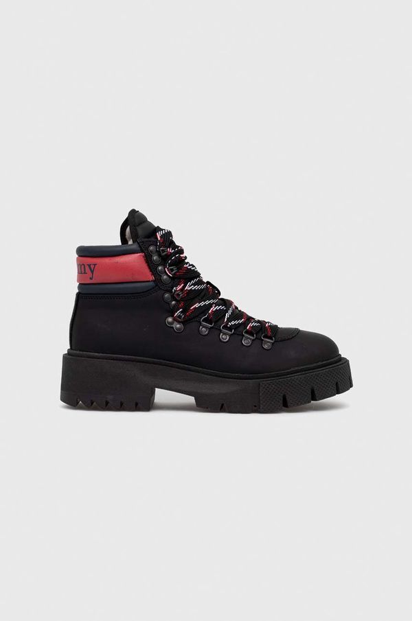 Tommy Jeans Kožne čizme Tommy Jeans za žene, boja: crna, s platformom