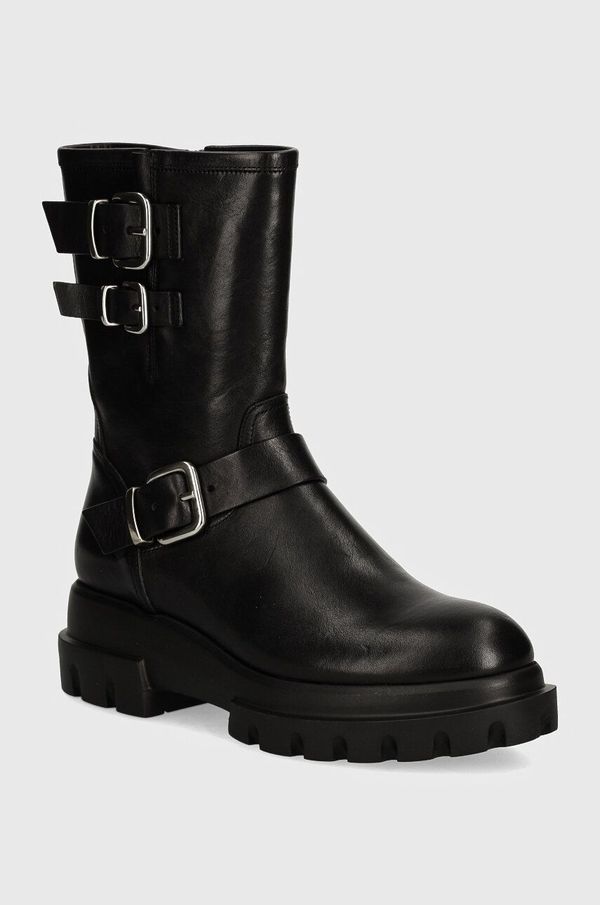 AGL Kožne gležnjače AGL Chunky Biker za žene, boja: crna, ravni potplat, D756589PGKA2131013