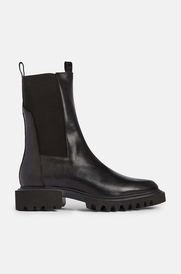 AllSaints Kožne gležnjače AllSaints Hallie Boot za žene, boja: crna, ravni potplat, W115FB