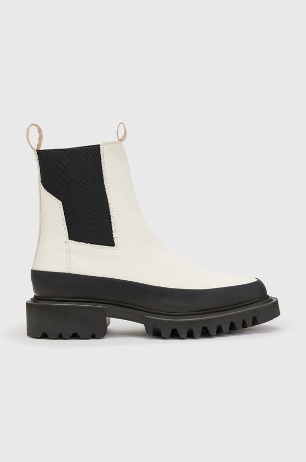 AllSaints Kožne gležnjače AllSaints Harlee za žene, boja: bež, ravna potpetica