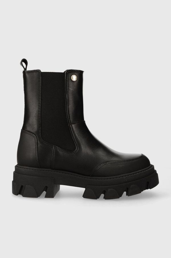 Barbour Kožne gležnjače Barbour B.Intl Chicane za žene, boja: crna, s platformom, LFO0634BK11