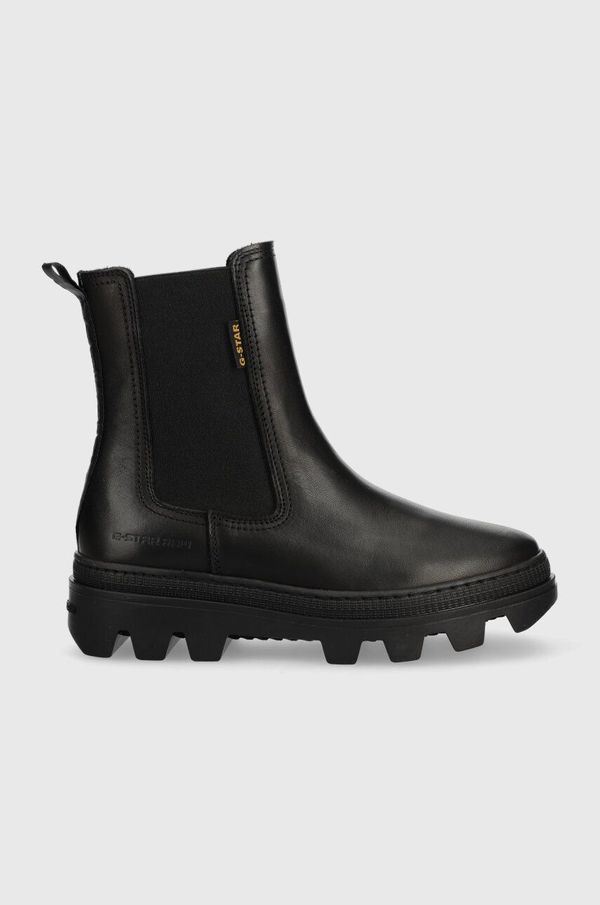 G-Star Raw Kožne gležnjače G-Star Raw NOXER CHS LEA za žene, boja: crna, s platformom, 2241020720.BLK