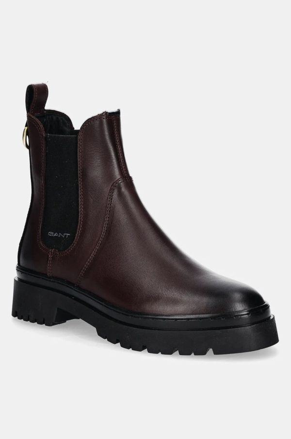 Gant Kožne gležnjače Gant Aligrey za žene, boja: bordo, ravni potplat, 29551816 G913