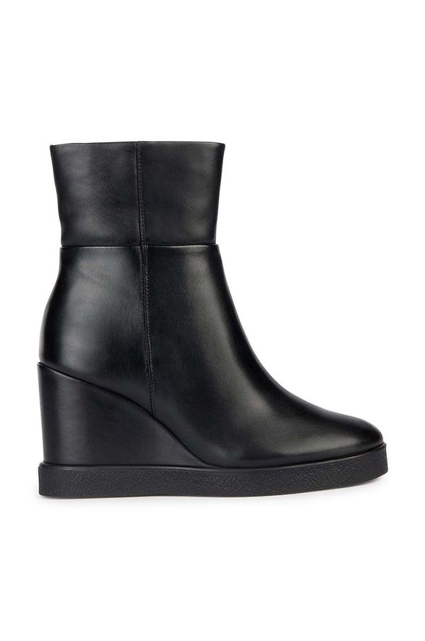 Geox Kožne gležnjače Geox D ELIDEA WEDGE B za žene, boja: crna, klin peta, D36VQB 00043 C9999