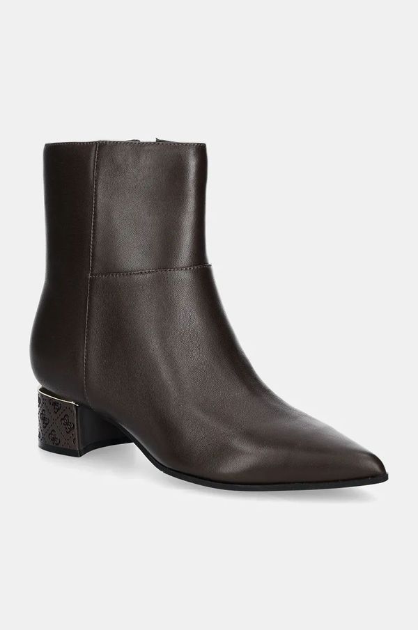 Guess Kožne gležnjače Guess LUKKIE za žene, boja: smeđa, s debelom potpeticom, FLFLUK LEA10