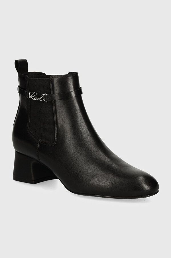 Karl Lagerfeld Kožne gležnjače Karl Lagerfeld BONNIE za žene, boja: crna, s debelom potpeticom, KL30344