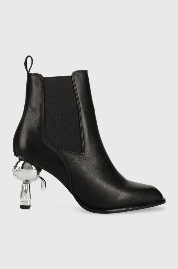 Karl Lagerfeld Kožne gležnjače Karl Lagerfeld IKON HEEL za žene, boja: crna, s debelom petom, KL39060