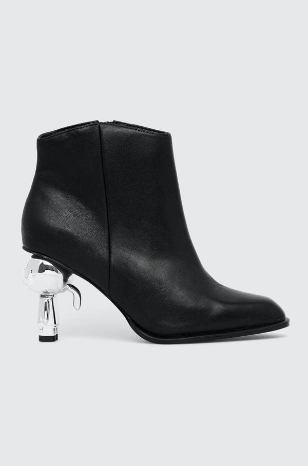 Karl Lagerfeld Kožne gležnjače Karl Lagerfeld IKON HEEL za žene, boja: crna, s debelom potpeticom, KL39035