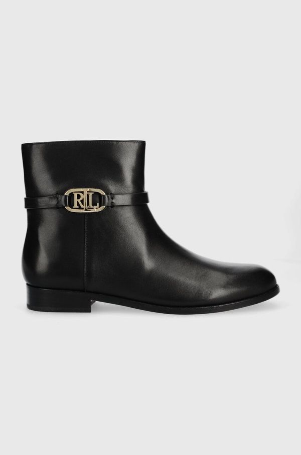 Lauren Ralph Lauren Kožne gležnjače Lauren Ralph Briela za žene, boja: crna, ravni potplat, 802912273001
