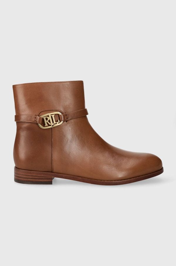 Lauren Ralph Lauren Kožne gležnjače Lauren Ralph Briela za žene, boja: smeđa, ravni potplat, 802912273002