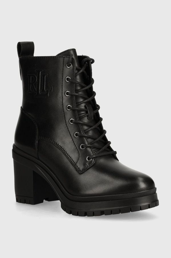 Lauren Ralph Lauren Kožne gležnjače Lauren Ralph Lauren Cameron za žene, boja: crna, s debelom potpeticom, 802937826001