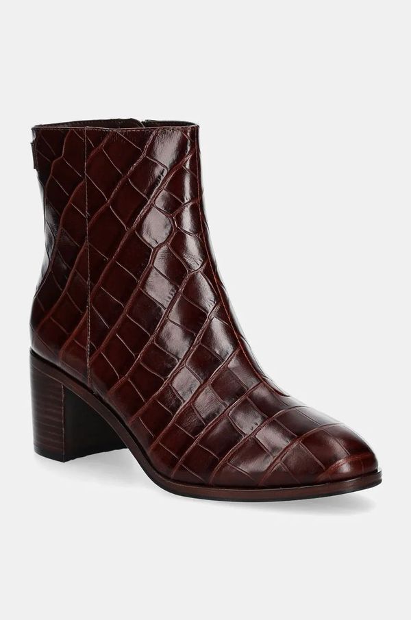Lauren Ralph Lauren Kožne gležnjače Lauren Ralph Lauren Cassie za žene, boja: bordo, s debelom potpeticom, 802951301002