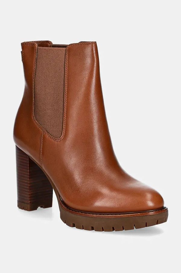 Lauren Ralph Lauren Kožne gležnjače Lauren Ralph Lauren Layne za žene, boja: smeđa, s debelom potpeticom, 802937818003