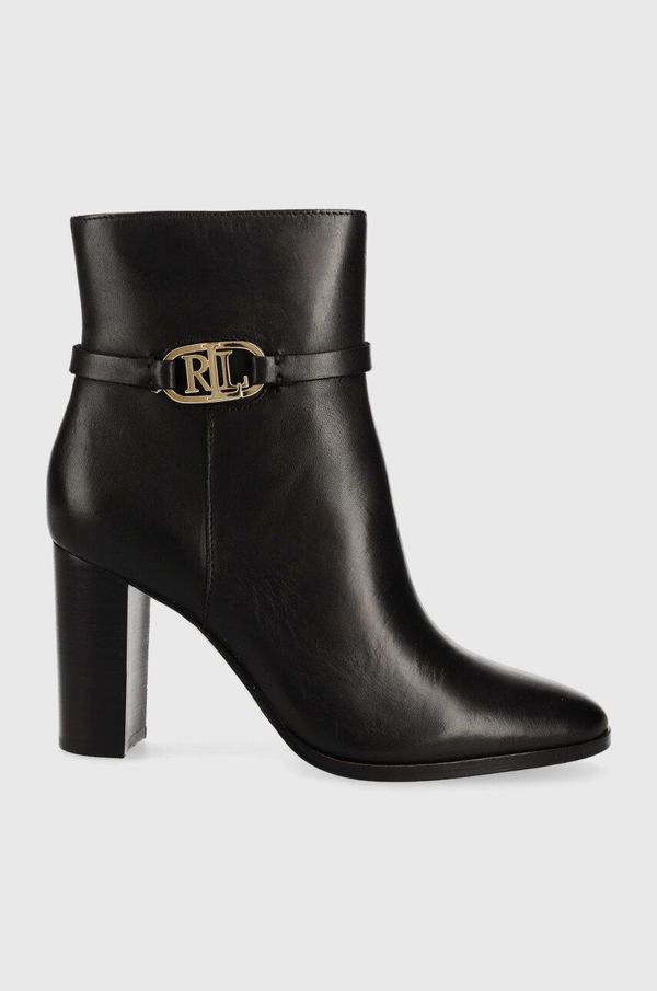 Lauren Ralph Lauren Kožne gležnjače Lauren Ralph Maxie za žene, boja: crna, s debelom potpeticom, 802912277003