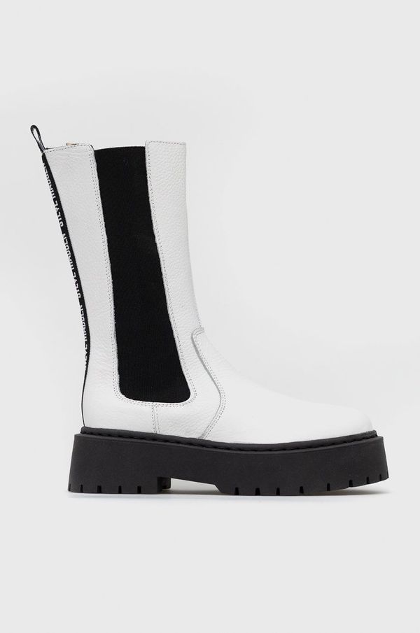 Steve Madden Kožne gležnjače Steve Madden Vivianne za žene, boja: bijela, s platformom