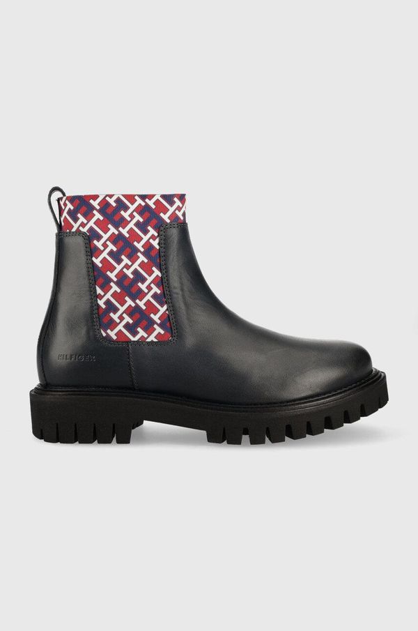 Tommy Hilfiger Kožne gležnjače Tommy Hilfiger za muškarce, boja: tamno plava