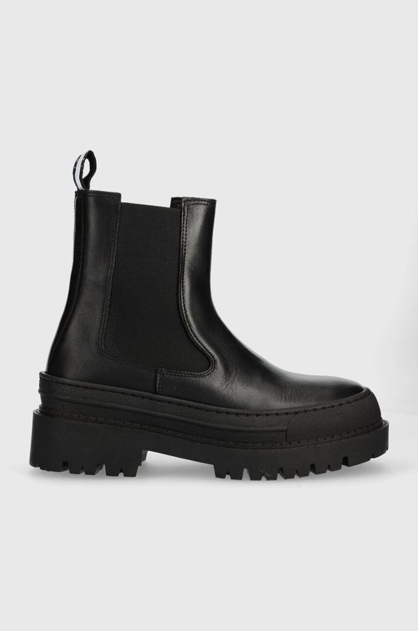Tommy Jeans Kožne gležnjače Tommy Jeans TJW CHELSEA FOXING BOOT za žene, boja: crna, s platformom, EN0EN02289