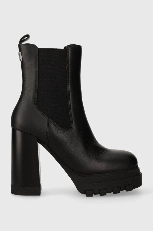 Tommy Jeans Kožne gležnjače Tommy Jeans TJW HIGH HEEL CHELSEA za žene, boja: crna, ravni potplat, EN0EN02306