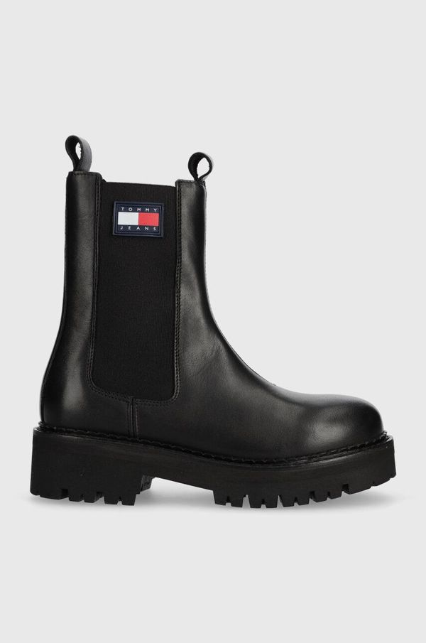 Tommy Jeans Kožne gležnjače Tommy Jeans TJW URBAN CHELSEA za žene, boja: crna, s platformom, EN0EN02298