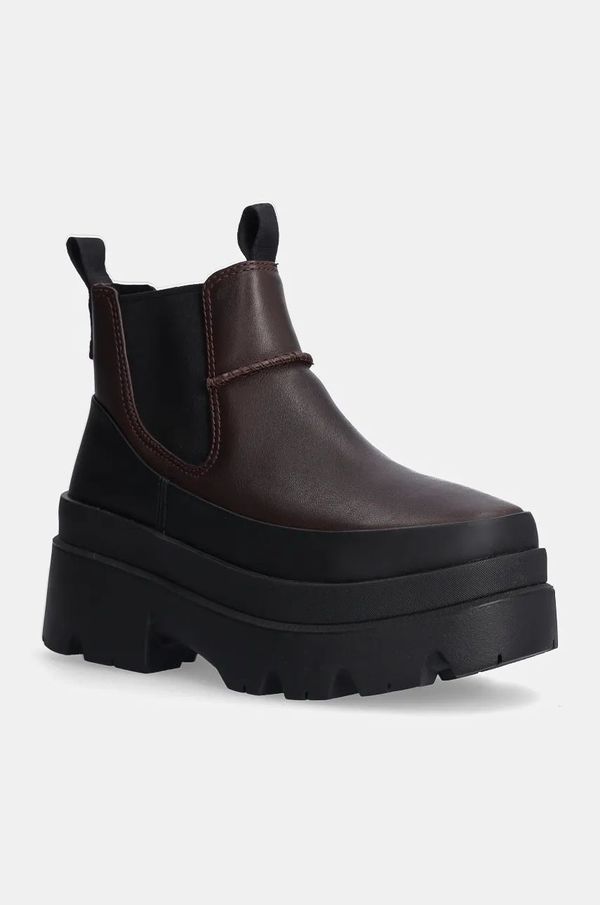 Ugg Kožne gležnjače UGG Brisbane Chelsea za žene, boja: smeđa, s platformom, 1167932-BCDR