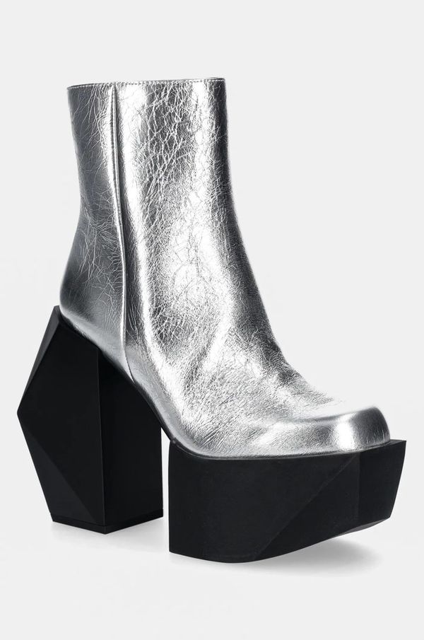 United Nude Kožne gležnjače United Nude Stage Boot za žene, boja: srebrna, s debelom potpeticom, 1075314116