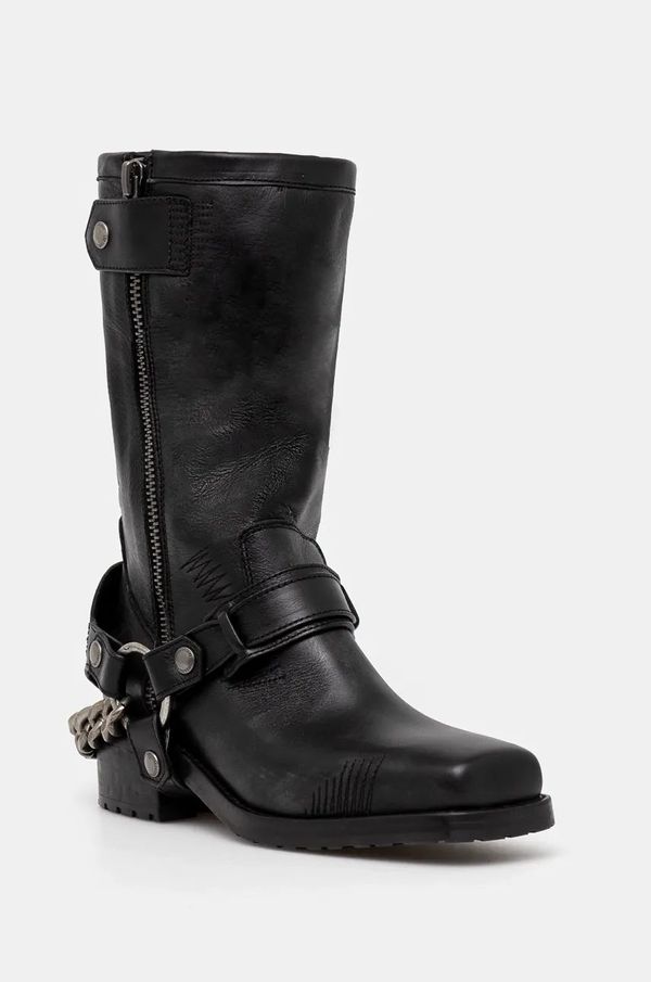 Zadig&Voltaire Kožne gležnjače ZADIG&VOLTAIRE Igata Boots za žene, boja: crna, s debelom potpeticom, SWCT00865
