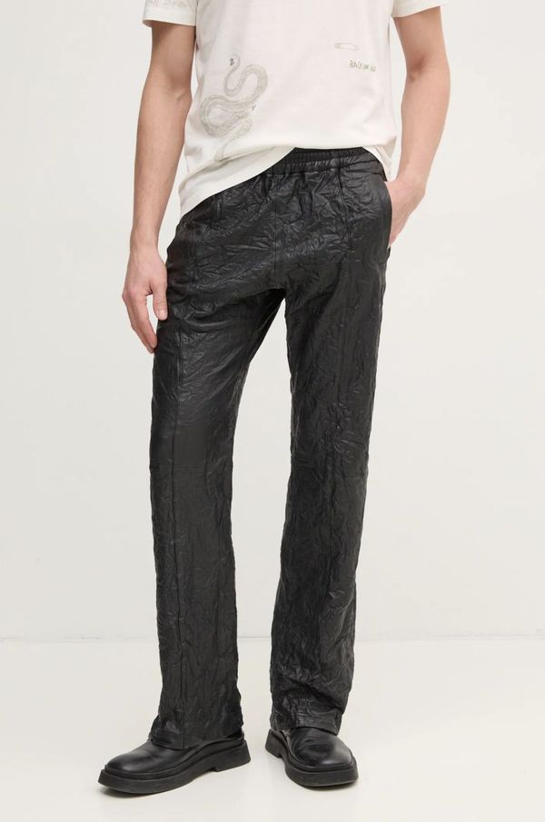Zadig&Voltaire Kožne hlače ZADIG&VOLTAIRE za muškarce, boja: crna, ravni kroj, RMPA00016