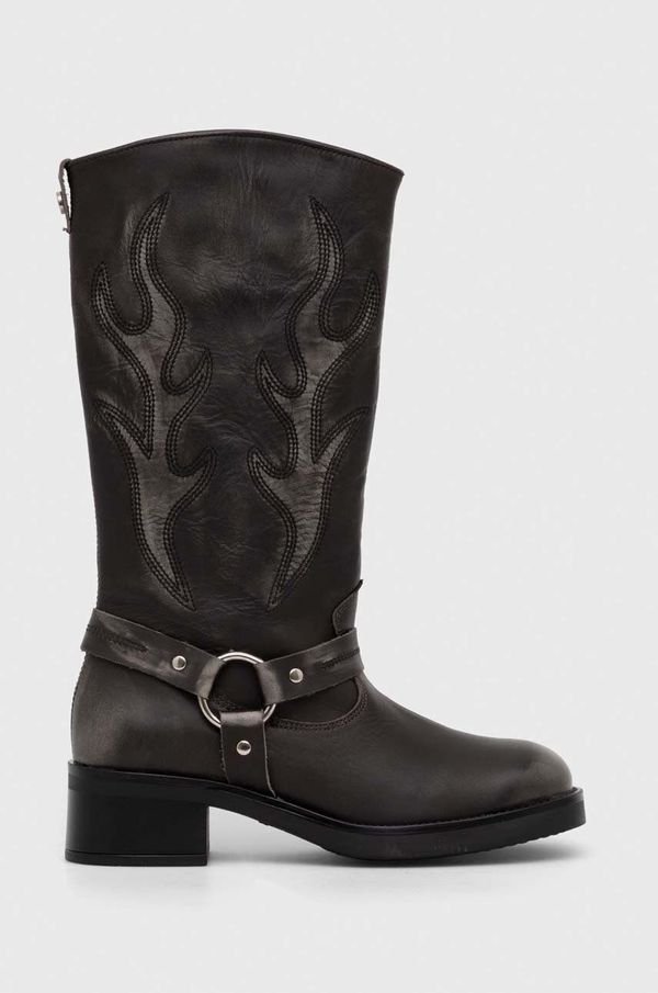 Steve Madden Kožne kaubojske čizme Steve Madden Bloom za žene, boja: siva, ravni potplat, SM11003090