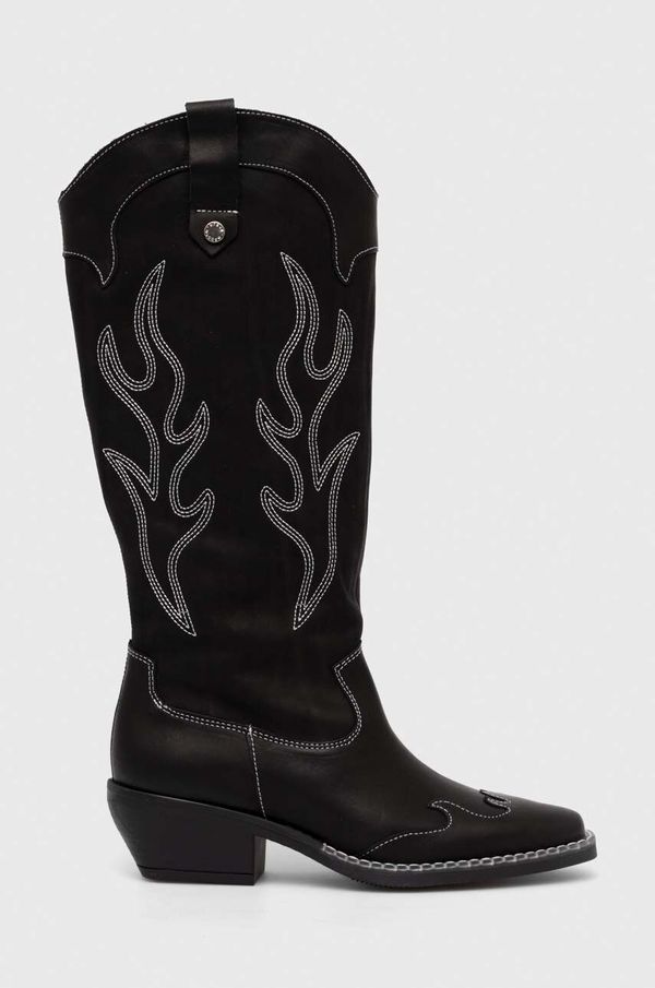Steve Madden Kožne kaubojske čizme Steve Madden Wenda za žene, boja: crna, s debelom potpeticom, SM11003097