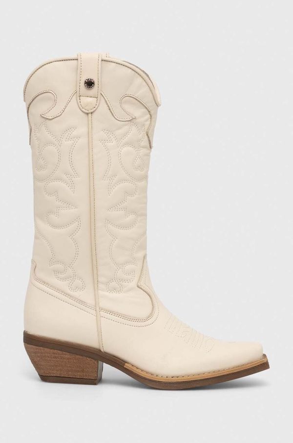 Steve Madden Kožne kaubojske čizme Steve Madden Wishley za žene, boja: bež, s debelom potpeticom, SM11003071