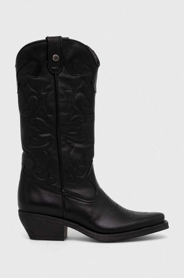 Steve Madden Kožne kaubojske čizme Steve Madden Wishley za žene, boja: crna, s debelom potpeticom, SM11003071