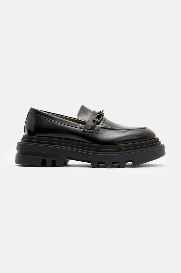 AllSaints Kožne mokasinke AllSaints Alexia Chain Loafer za žene, boja: crna, s platformom, W060FB